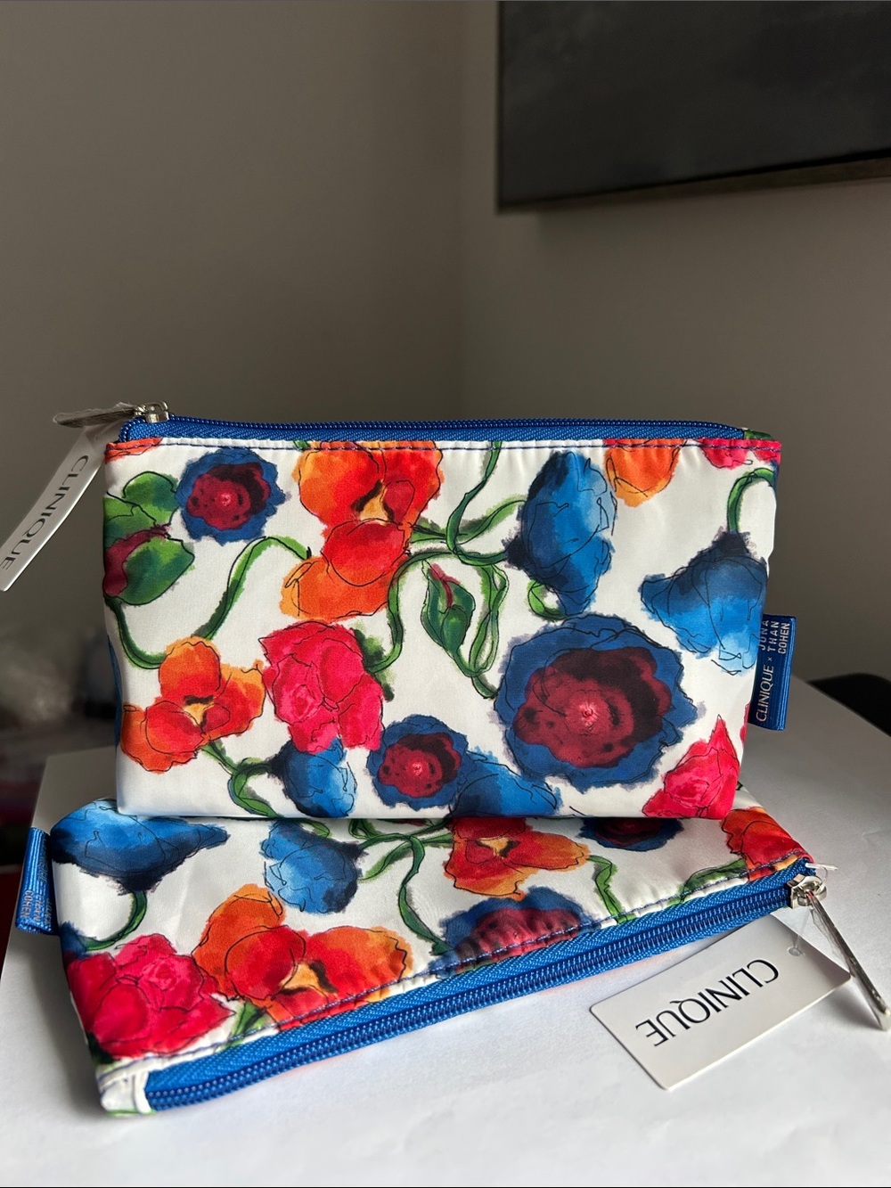 2/$10 Clinique Floral Cosmetic Pouch